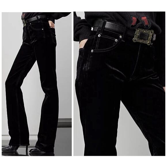 Ralph Lauren Collection Kaida Relaxed Bootcut Black Velvet Jeans 27 Purple Label - Picture 1 of 12